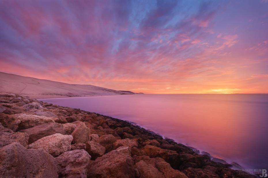 Ciel tout rose sur la corniche au pied de la Dune du Pilat